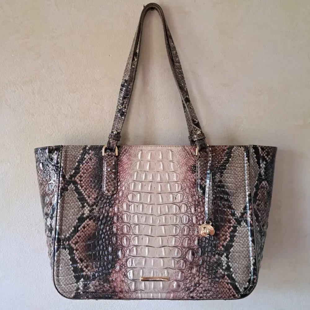 Brahmin Ashlee Tote Bag Diamondback Ombre Snake Crocodile Embossed Leather